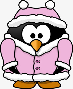 卡通粉色衣服企鹅素材