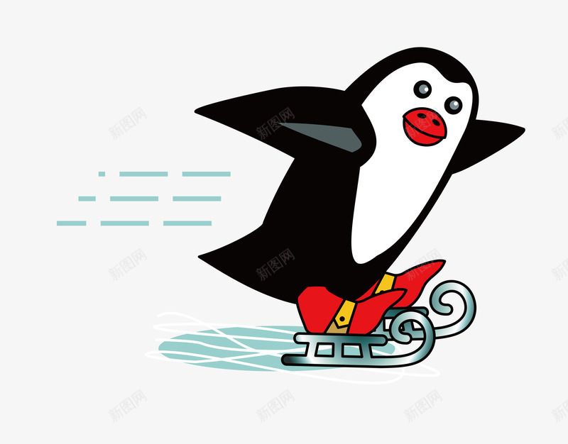 溜冰的企鹅矢量图ai免抠素材_新图网 https://ixintu.com 企鹅 元素 动物 欢乐 矢量图