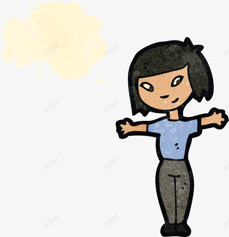 拥抱姿势的女士png免抠素材_新图网 https://ixintu.com 创意 卡通人物 多彩 女士 对话框 简笔 简约