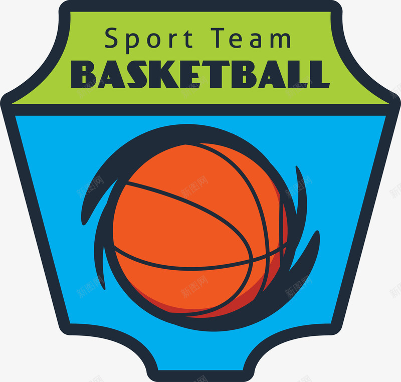 卡通篮球运动标签png免抠素材_新图网 https://ixintu.com 健身 卡通 标签 篮球 运动