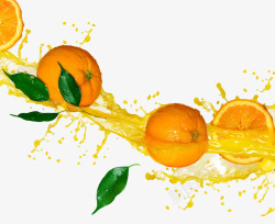 动感橙子漂浮的橙汁高清图片