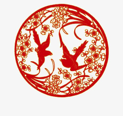 平面鸡年素材燕子窗花图案高清图片