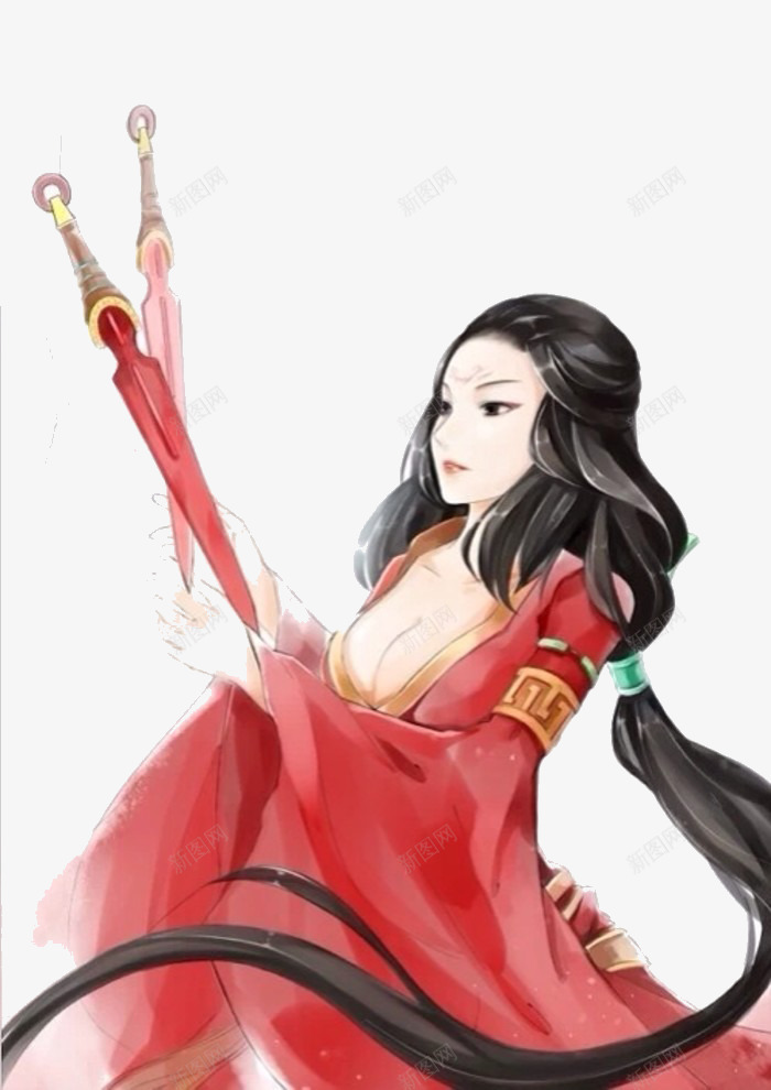 美女png免抠素材_新图网 https://ixintu.com 古装 女人 手绘 箭 红衣 美女