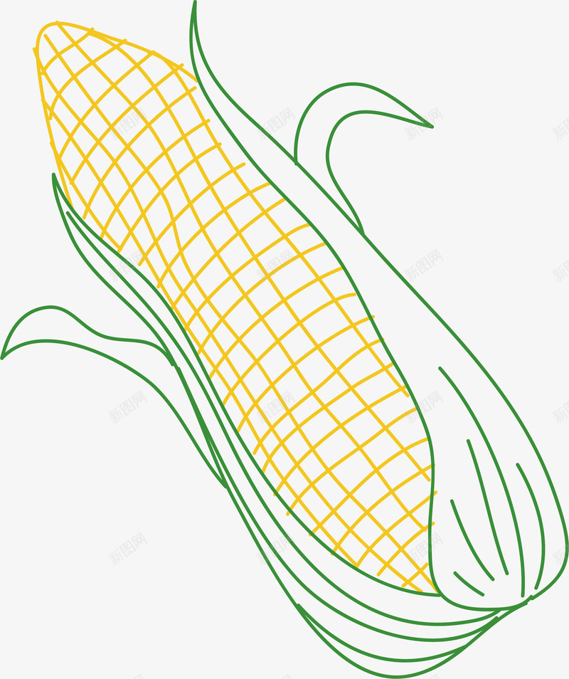 手绘线条玉米矢量图ai免抠素材_新图网 https://ixintu.com 丰收 感恩节玉米 手绘玉米 玉米 矢量png 线条玉米 矢量图