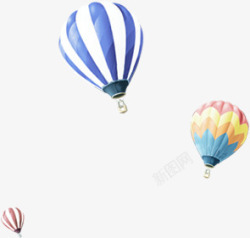彩色春天漂浮热气球卡通素材