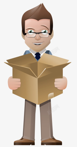 搬纸箱子的男人抱着纸箱子的男人矢量图高清图片