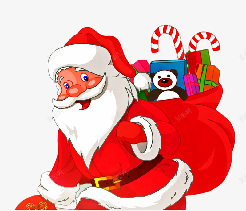 送礼物的圣诞老人png免抠素材_新图网 https://ixintu.com 喜庆 圣诞老人 圣诞节素材 戴红帽子 送礼物