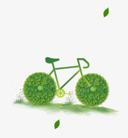 绿色清新创意低碳环保自行车插画素材