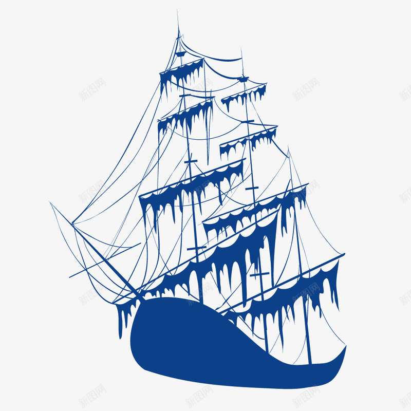 蓝色海洋帆船矢量图ai免抠素材_新图网 https://ixintu.com 帆船 海洋 蓝色 矢量图