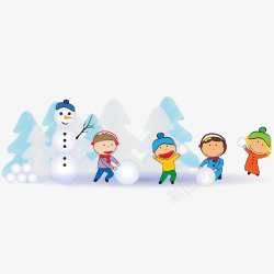堆雪人的儿童素材