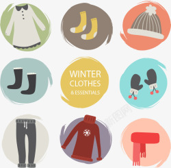 kenmont冬季毛线围巾卡通冬季服饰矢量图高清图片