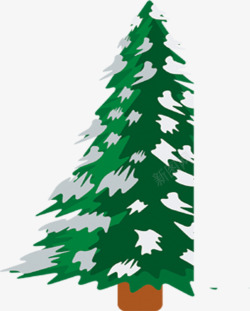 手绘雪花圣诞大树素材