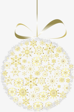 金色闪耀雪花圣诞球素材
