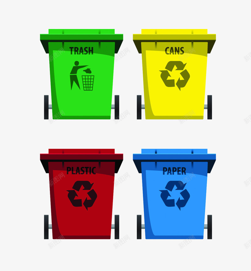 分类垃圾桶png免抠素材_新图网 https://ixintu.com 垃圾桶 彩色 环保