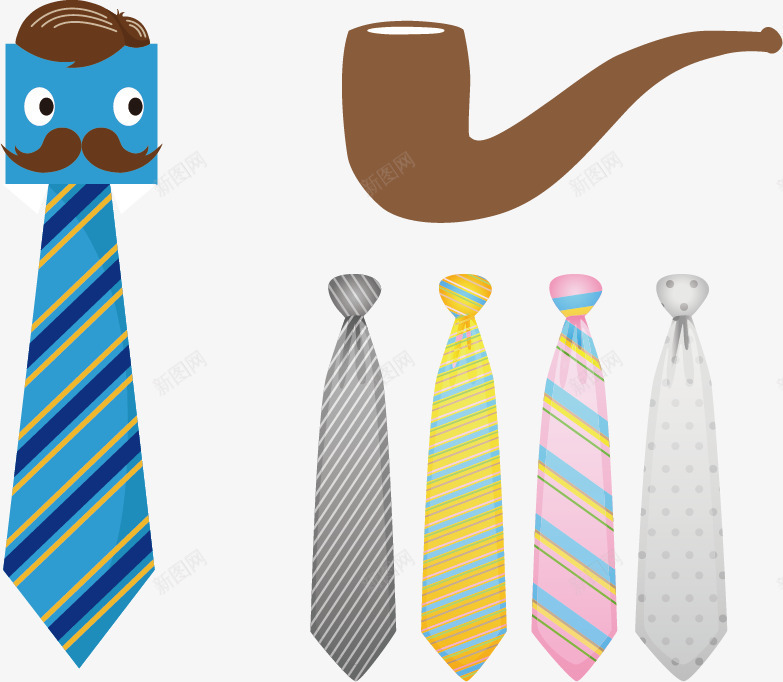 领带png免抠素材_新图网 https://ixintu.com 创意 卡通彩色 服饰配件 烟斗 男人用品 男装 领带
