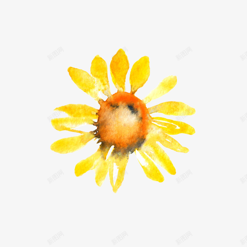 黄色花朵橘色花蕊png免抠素材_新图网 https://ixintu.com 水彩 简图 美丽的 花朵 花蕊 装饰 黄色小花