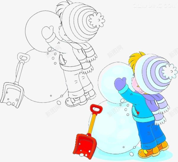 卡通人物堆雪人png免抠素材_新图网 https://ixintu.com 人物 卡通 堆雪人 素材