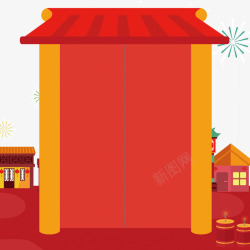 春节喜庆大门装饰背景素材