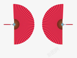 红色折扇装饰物素材