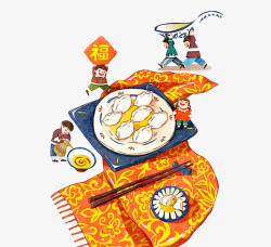 饺子年味冬至卡通包饺子人物高清图片