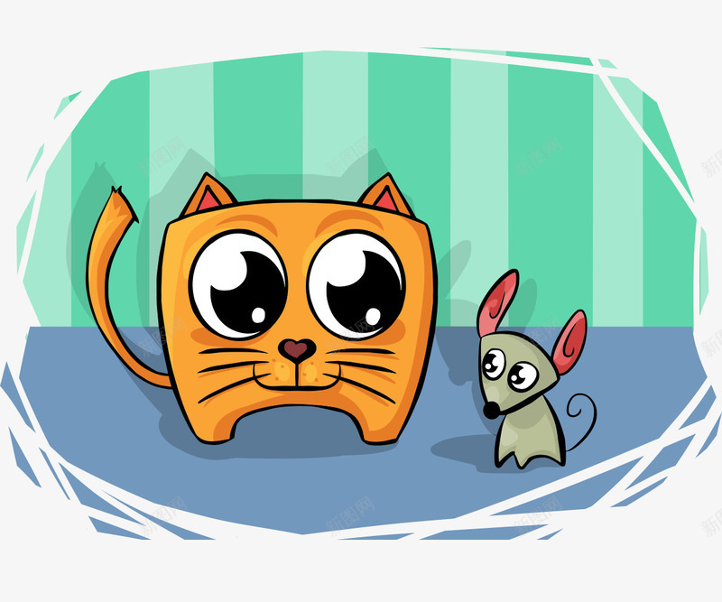 卡通手绘大眼小猫和老鼠png免抠素材_新图网 https://ixintu.com 卡通的动物 大眼的小猫 手绘的小猫 手绘的老鼠