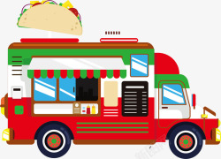 卡通快餐车水彩油炸食品车矢量图高清图片