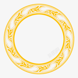 黄色圆环中国风花边素材