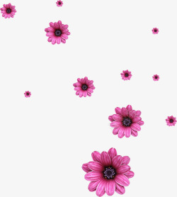 手绘漂浮粉色花朵装饰素材