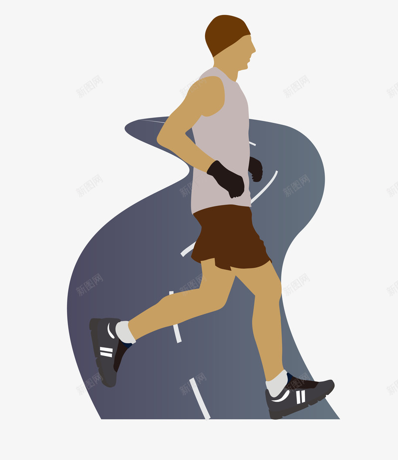 卡通图案长跑男人png免抠素材_新图网 https://ixintu.com 卡通图案 跑步的人 运动人物 运动跑道 运动项目长跑 长跑