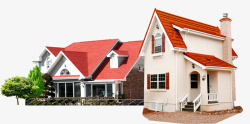 红屋顶房子小别墅区高清图片
