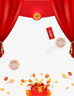 春节红幕布新年特惠背景psd分层图高清图片