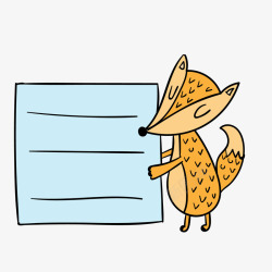 卡通小狐狸装饰标签矢量图素材