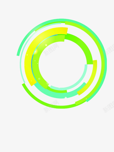 绿色科技感圆环png免抠素材_新图网 https://ixintu.com 圆环 弧度 科技感 线条 绿色