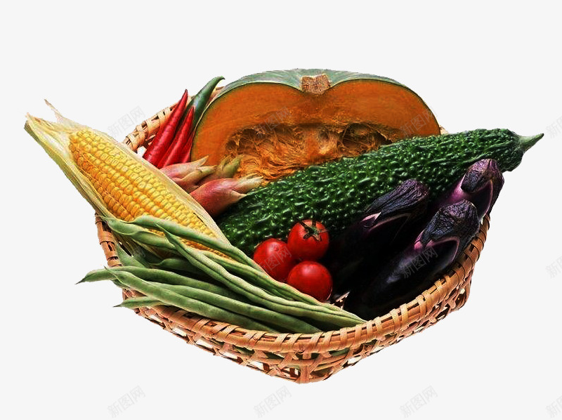 竹框里的蔬菜png免抠素材_新图网 https://ixintu.com 竹子 竹框 篮子 蔬果 蔬菜