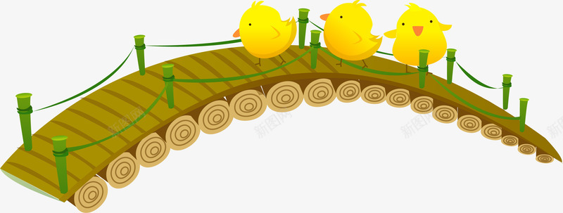 卡通木质小桥和小鸡png免抠素材_新图网 https://ixintu.com 卡通 小桥 小鸡 木质