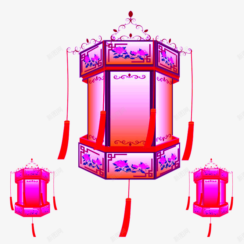 漂亮的粉色除夕灯笼png免抠素材_新图网 https://ixintu.com 喜庆 春节 漂亮 粉色 除夕灯笼