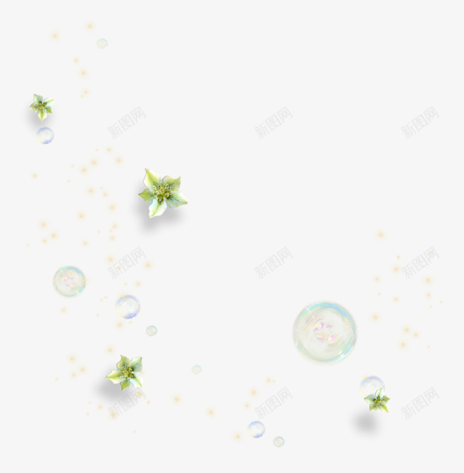 气泡水泡装饰物png免抠素材_新图网 https://ixintu.com 彩色 水泡 水珠 泡泡 漂浮物 绿色 花