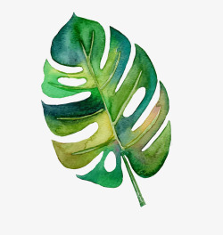 水墨绿色叶子装饰图素材
