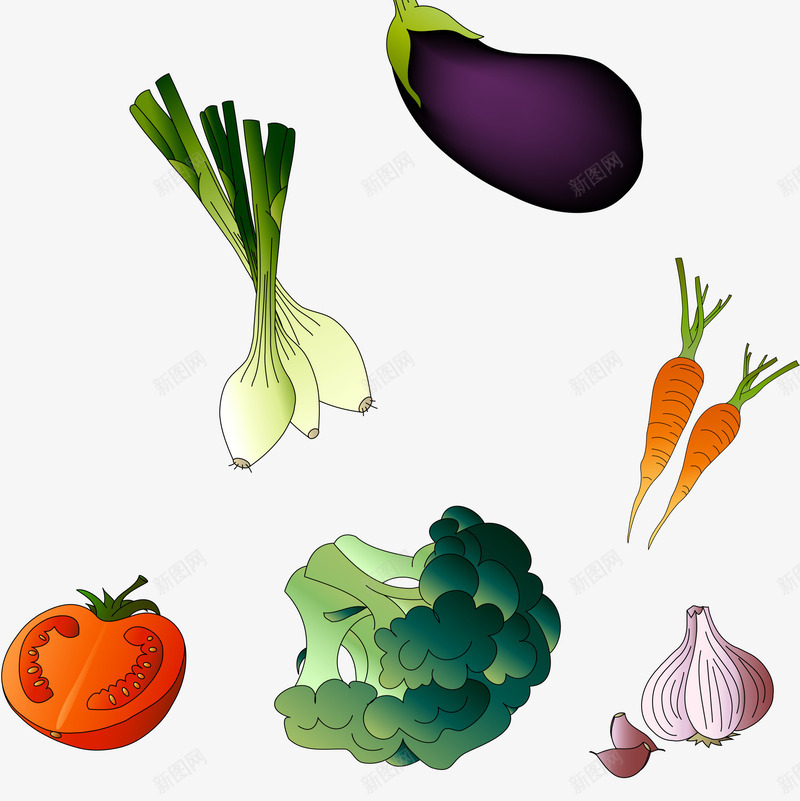 多种色泽亮丽的蔬菜png免抠素材_新图网 https://ixintu.com 一捆 大葱 洋葱 番茄 茄子 萝卜 蔬菜 蔬菜png素材下载 西兰花