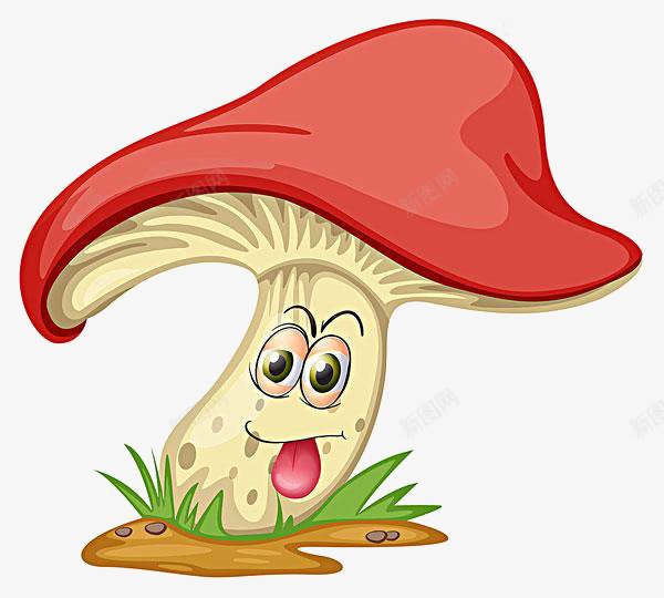 卡通表情蘑菇png免抠素材_新图网 https://ixintu.com 卡通 小草 红色 蘑菇 表情