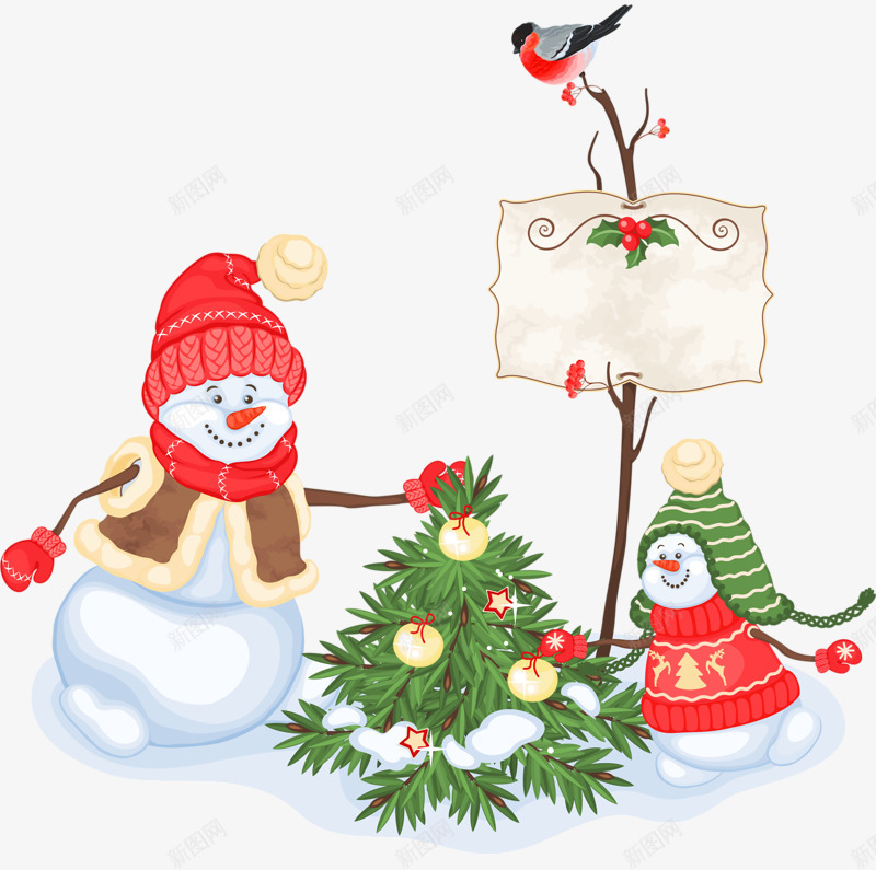 便签装饰png免抠素材_新图网 https://ixintu.com 圣诞树 圣诞节 标签 雪人