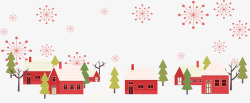 红色烟花圣诞节小镇矢量图素材