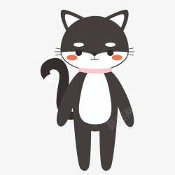 黑白色猫咪可爱黑色小猫手绘矢量图高清图片