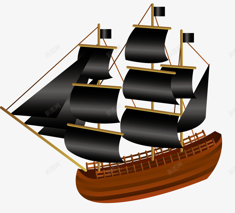 航行的帆船png免抠素材_新图网 https://ixintu.com 卡通 帆船 矢量帆船 航船 船