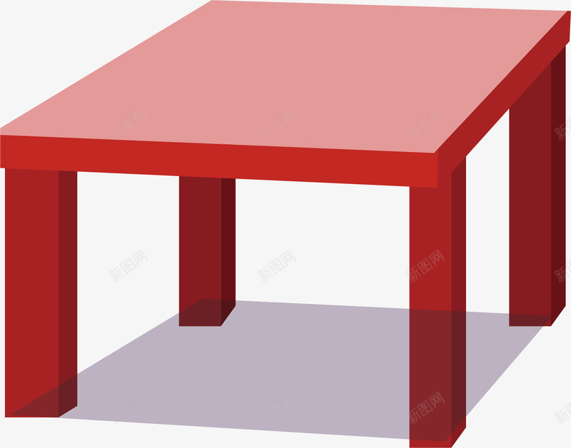 红色的桌子png免抠素材_新图网 https://ixintu.com 实用 家具 木质 桌腿 正方形 红色