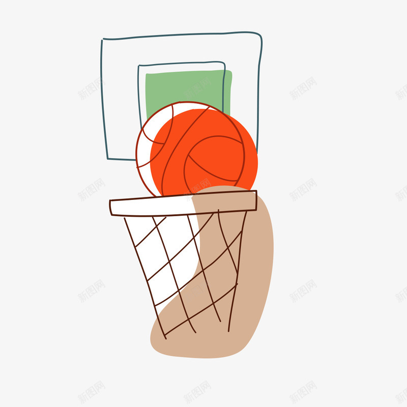 手绘篮球框png免抠素材_新图网 https://ixintu.com 上篮 体育 篮球 篮筐 运动