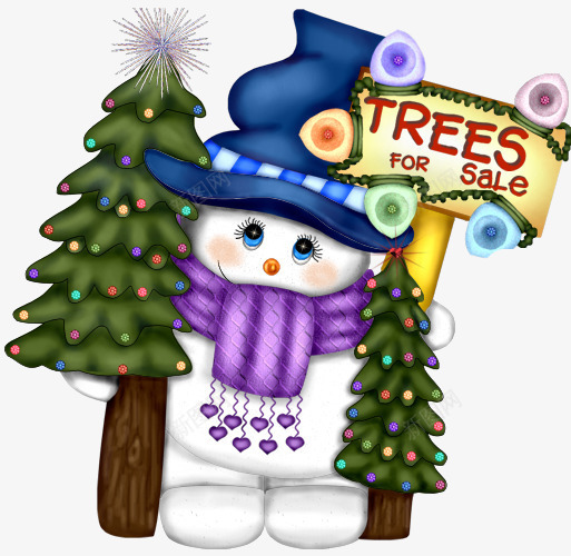 卡通抱着树的雪人png免抠素材_新图网 https://ixintu.com 卡通PNG 圣诞树 蓝色帽子 雪人