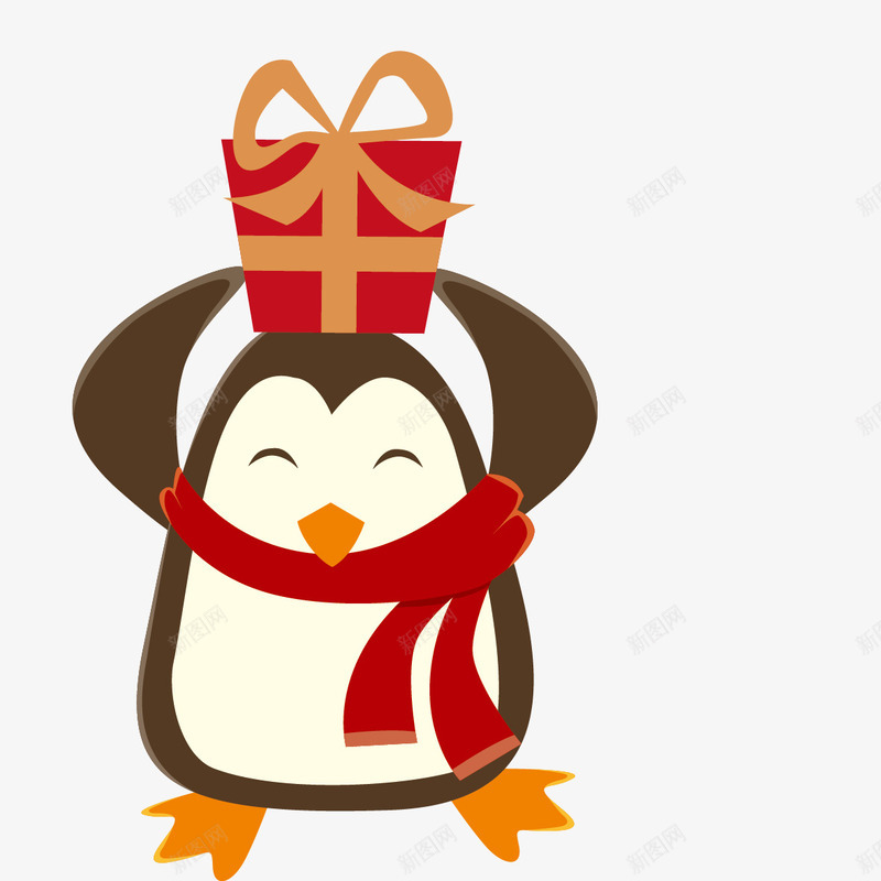 企鹅拿着礼物矢量图eps免抠素材_新图网 https://ixintu.com 企鹅 海报装饰素材 礼物 装饰图案 矢量图