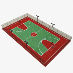 棕色围栏木制篮球场地红绿色围栏篮球场地高清图片