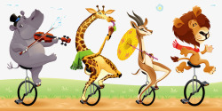 单轮自行车杂技团动物高清图片
